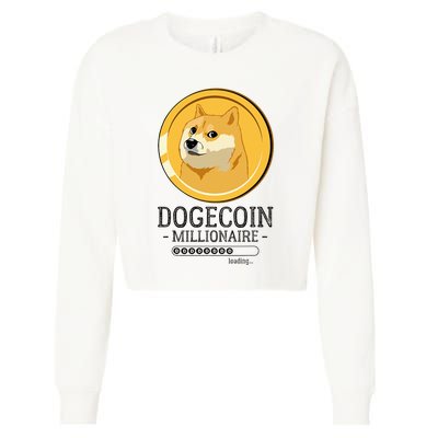 Funny Dogecoin Millionaire Hodl Doge Coin Crypto Cropped Pullover Crew