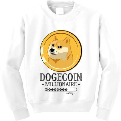 Funny Dogecoin Millionaire Hodl Doge Coin Crypto Kids Sweatshirt