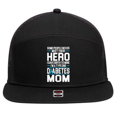 Funny Diabetes Mom Diabetes 7 Panel Mesh Trucker Snapback Hat