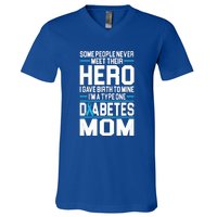 Funny Diabetes Mom Diabetes V-Neck T-Shirt