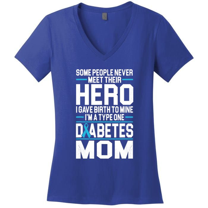 Funny Diabetes Mom Diabetes Women's V-Neck T-Shirt