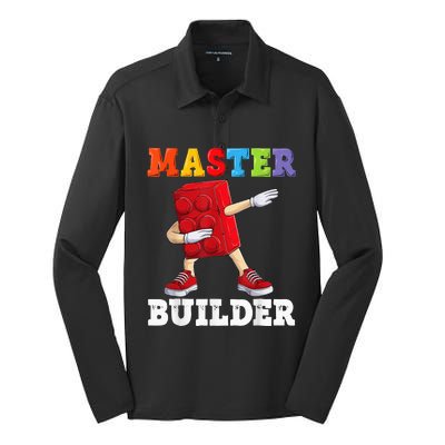 Funny Dabbing Master Builder Cool Blocks Building Silk Touch Performance Long Sleeve Polo