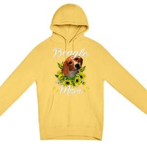 Funny Dog Mom Mothers Day Gift Sunflower Beagle Mom Premium Pullover Hoodie