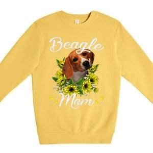 Funny Dog Mom Mothers Day Gift Sunflower Beagle Mom Premium Crewneck Sweatshirt