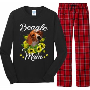 Funny Dog Mom Mothers Day Gift Sunflower Beagle Mom Long Sleeve Pajama Set