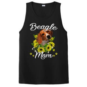 Funny Dog Mom Mothers Day Gift Sunflower Beagle Mom PosiCharge Competitor Tank