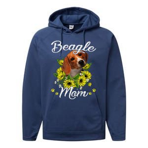 Funny Dog Mom Mothers Day Gift Sunflower Beagle Mom Performance Fleece Hoodie