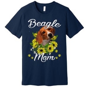 Funny Dog Mom Mothers Day Gift Sunflower Beagle Mom Premium T-Shirt