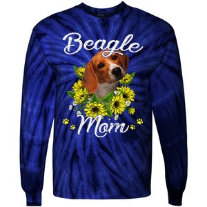 Funny Dog Mom Mothers Day Gift Sunflower Beagle Mom Tie-Dye Long Sleeve Shirt