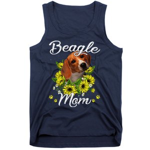 Funny Dog Mom Mothers Day Gift Sunflower Beagle Mom Tank Top