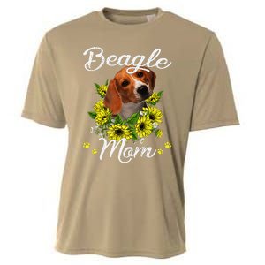 Funny Dog Mom Mothers Day Gift Sunflower Beagle Mom Cooling Performance Crew T-Shirt