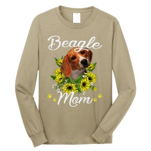 Funny Dog Mom Mothers Day Gift Sunflower Beagle Mom Long Sleeve Shirt