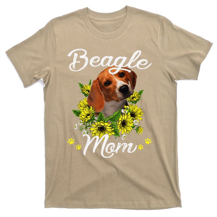 Funny Dog Mom Mothers Day Gift Sunflower Beagle Mom T-Shirt