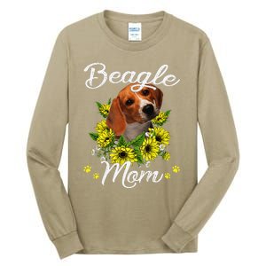 Funny Dog Mom Mothers Day Gift Sunflower Beagle Mom Tall Long Sleeve T-Shirt