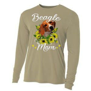 Funny Dog Mom Mothers Day Gift Sunflower Beagle Mom Cooling Performance Long Sleeve Crew