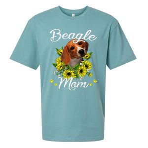 Funny Dog Mom Mothers Day Gift Sunflower Beagle Mom Sueded Cloud Jersey T-Shirt