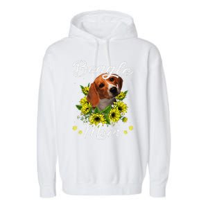 Funny Dog Mom Mothers Day Gift Sunflower Beagle Mom Garment-Dyed Fleece Hoodie