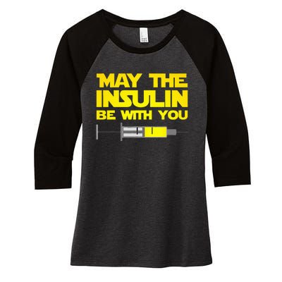 Funny Diabetes May The Insulin Be With You Gift Women's Tri-Blend 3/4-Sleeve Raglan Shirt