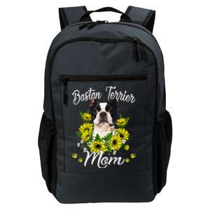 Funny Dog Mom Mothers Day Sunflower Boston Terrier Mom Puppy Lover Daily Commute Backpack