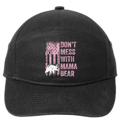 Funny Don't Mess with Mama Bear USA American Flag Mother's 7-Panel Snapback Hat