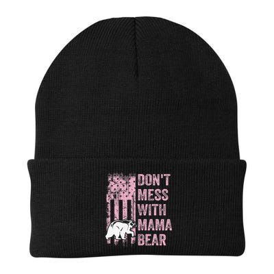 Funny Don't Mess with Mama Bear USA American Flag Mother's Beanie
