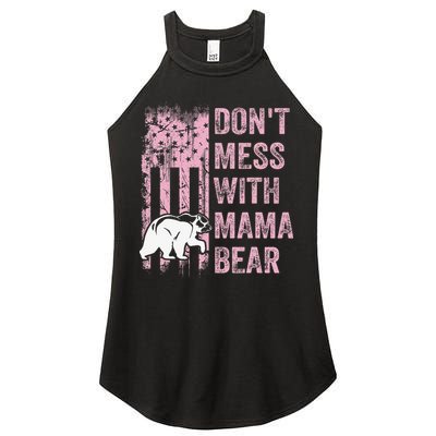 Funny Don't Mess with Mama Bear USA American Flag Mother's Women's Perfect Tri Rocker Tank