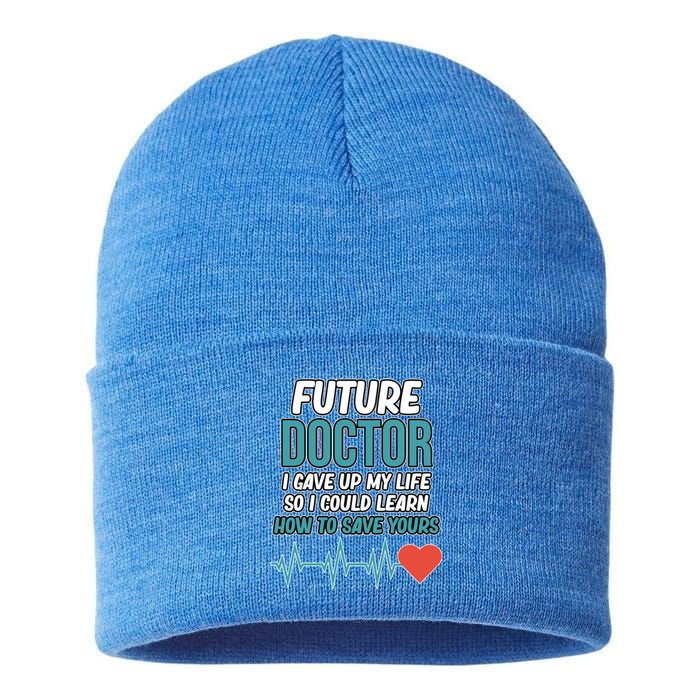 Future Doctor Medical Students Med School Graduate Graphic Gift Sustainable Knit Beanie