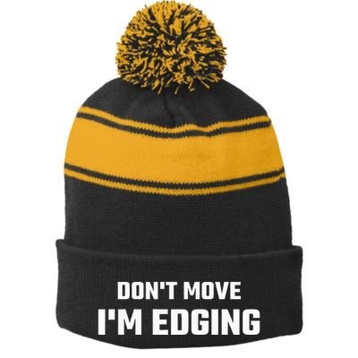 Funny DonT Move IM Edging Stripe Pom Pom Beanie