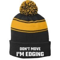 Funny DonT Move IM Edging Stripe Pom Pom Beanie