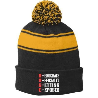 Funny Doge Meaning Government Corruption Exposed Stripe Pom Pom Beanie