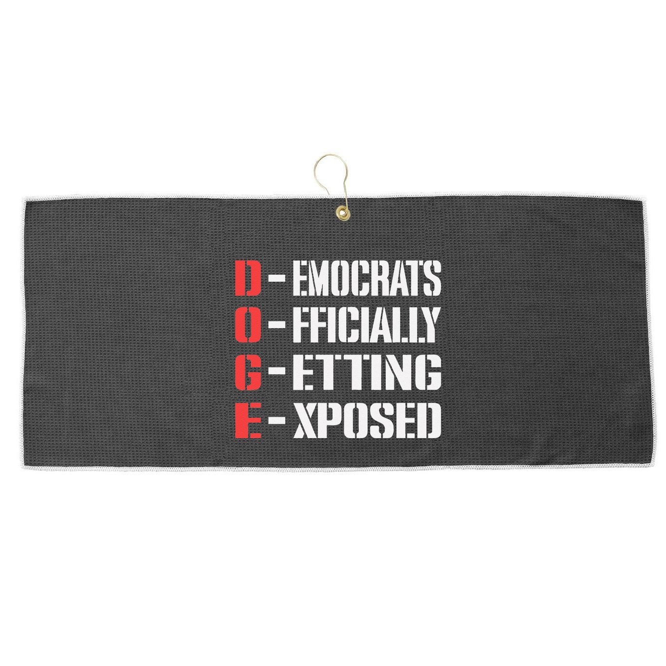 Funny Doge Meaning Government Corruption Exposed Large Microfiber Waffle Golf Towel