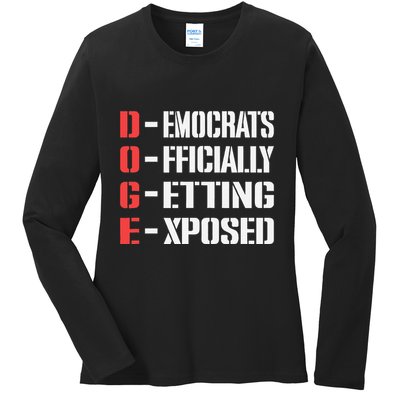 Funny Doge Meaning Government Corruption Exposed Ladies Long Sleeve Shirt