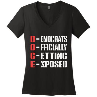 Funny Doge Meaning Government Corruption Exposed Women's V-Neck T-Shirt