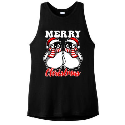 Festive Delight Merry Christmas Penguins Great Gift Ladies PosiCharge Tri-Blend Wicking Tank