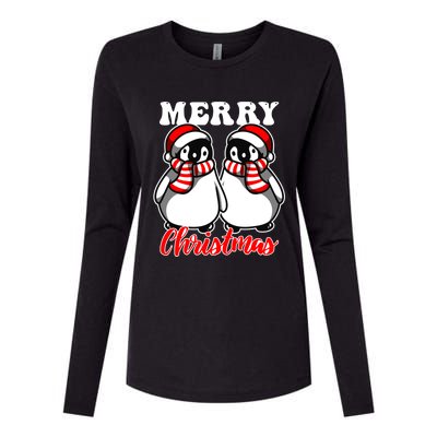 Festive Delight Merry Christmas Penguins Great Gift Womens Cotton Relaxed Long Sleeve T-Shirt