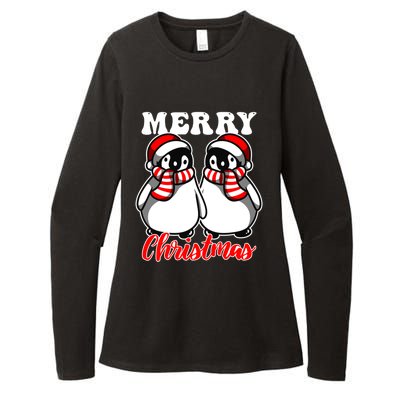 Festive Delight Merry Christmas Penguins Great Gift Womens CVC Long Sleeve Shirt