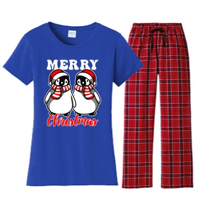 Festive Delight Merry Christmas Penguins Great Gift Women's Flannel Pajama Set