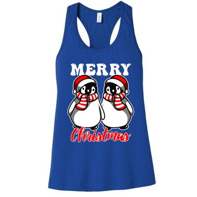 Festive Delight Merry Christmas Penguins Great Gift Women's Racerback Tank