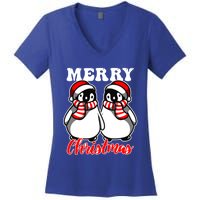 Festive Delight Merry Christmas Penguins Great Gift Women's V-Neck T-Shirt