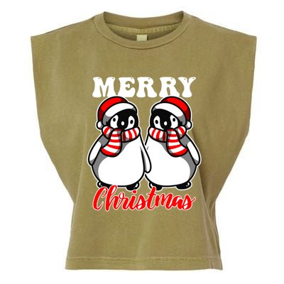 Festive Delight Merry Christmas Penguins Great Gift Garment-Dyed Women's Muscle Tee