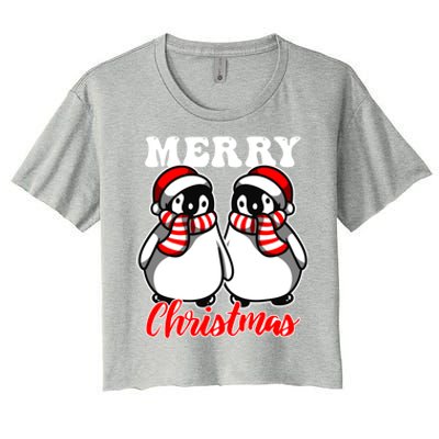 Festive Delight Merry Christmas Penguins Great Gift Women's Crop Top Tee