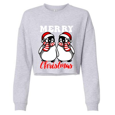 Festive Delight Merry Christmas Penguins Great Gift Cropped Pullover Crew