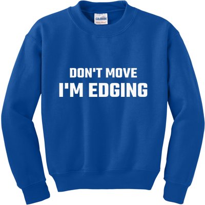 Funny Don't Move I'm Edging  Kids Sweatshirt