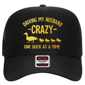 Funny Duck Mama Art For Wife Women Duck Themed Duck Lover High Crown Mesh Back Trucker Hat