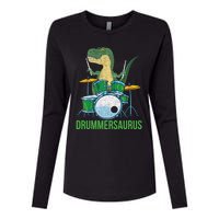 Funny Dinosaur Musician T Rex Drummer Boy Gift Drums Womens Cotton Relaxed Long Sleeve T-Shirt