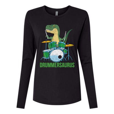 Funny Dinosaur Musician T Rex Drummer Boy Gift Drums Womens Cotton Relaxed Long Sleeve T-Shirt