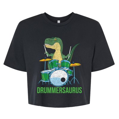 Funny Dinosaur Musician T Rex Drummer Boy Gift Drums Bella+Canvas Jersey Crop Tee