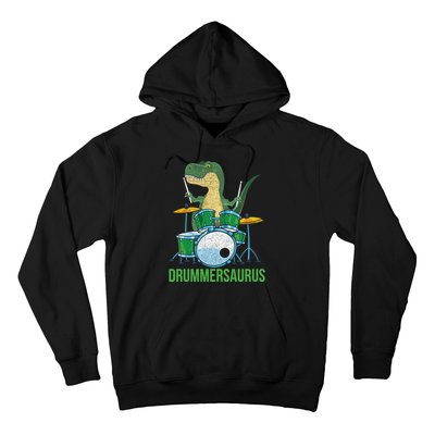 Funny Dinosaur Musician T Rex Drummer Boy Gift Drums Hoodie