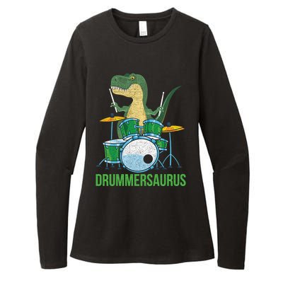 Funny Dinosaur Musician T Rex Drummer Boy Gift Drums Womens CVC Long Sleeve Shirt