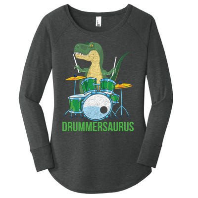 Funny Dinosaur Musician T Rex Drummer Boy Gift Drums Women's Perfect Tri Tunic Long Sleeve Shirt